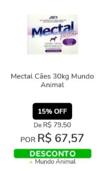 Cobasi Mectal Caes 30kg Mundo Animal oferta