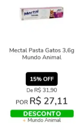 Cobasi Mectal Pasta Gatos 3.6g Mundo Animal oferta