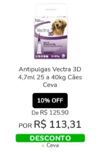 Cobasi Antipulgas Vectra 3D 4.7ml 25 a 40kg Caes Ceva oferta