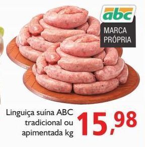 Supermercados ABC Linguiça suína abc tradicional ou apimentada kg oferta