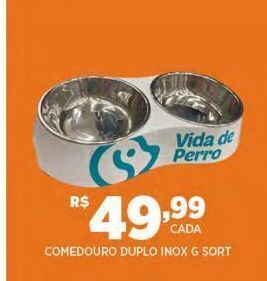 DB Supermercados Comedouro duplo inox g sort oferta