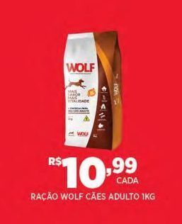 DB Supermercados Ração wolf cães adulto 1kg oferta