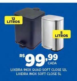 DB Supermercados Lixeira inox quad soft close 12l oferta