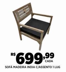 Sofá madeira india c/assento 1 lug