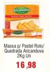Cercadão Massa p/ Pastel Rolo/ Quadrada Aricanduva 2Kg Un oferta