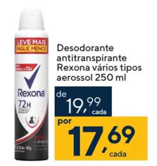 Coop Desodorante antitranspirante Rexona vários tipos aerossol 250 ml oferta