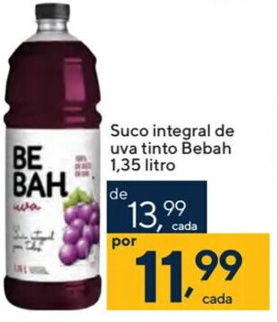 Coop Suco integral de uva tinto Bebah 1,35 litro oferta