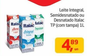 Tenda Atacado Leite integral, semidesnatado ou desnatado italac tp (com tampa) 1l oferta