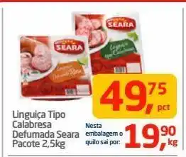 Tenda Atacado Linguiça tipo calabresa defumada seara pacote 2,5kg oferta