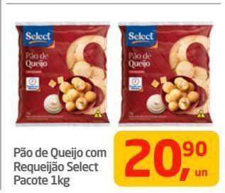 Tenda Atacado Pão de queijo com requeijão select pacote 1kg oferta