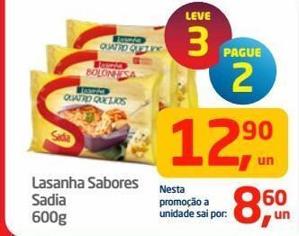 Tenda Atacado Lasanha sabores sadia 600g oferta