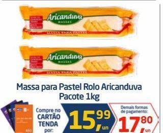 Tenda Atacado Massa para pastel rolo aricanduva pacote 1kg oferta