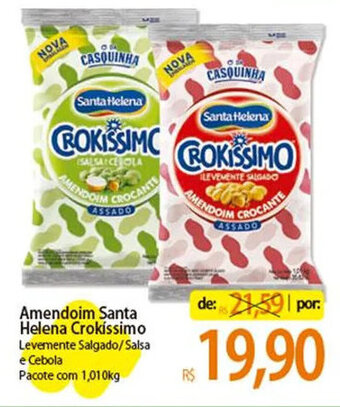 Amendoim Santa Helena Crokíssimo Levemente Salgado/Salsa e Cebola Pacote com 1,010kg