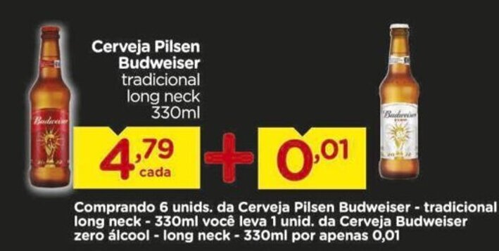 Cerveja Pilsen Budweiser Tradicional Long Neck 330ml Oferta Na Carrefour