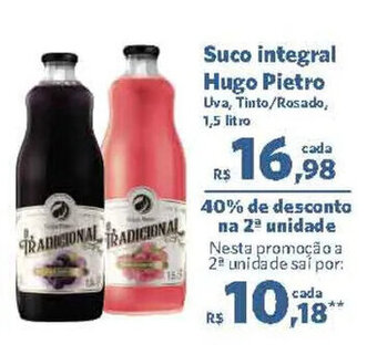 Sam's Club Suco integral Hugo Pietro Uva, Tinto/Rosado, 1,5 litro oferta