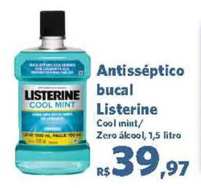 Sam's Club Antisséptico bucal Listerine Cool mint/ Zero álcool, 1,5 litro oferta