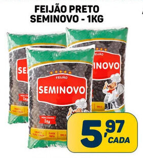 Dom Atacadista FEIJÃO PRETO SEMINOVO - 1KG oferta