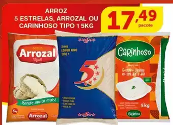 Roldão Arroz 5 estrelas, arrozal ou carinhoso tipo 1 5kg oferta