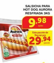 Roldão Salsicha para hot dog aurora resfriada 3kg oferta