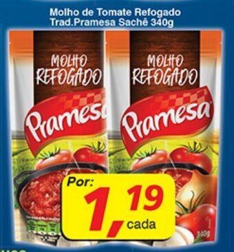 Supermercados Guanabara Molho de Tomate Refogado Trad. Pramesa Sache 340g oferta