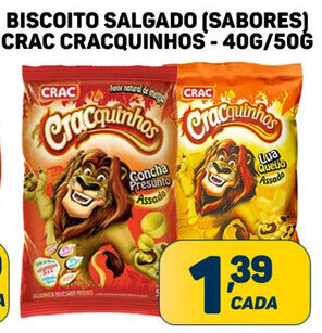 Dom Atacadista BISCOITO SALGADO (SABORES) CRAC CRACQUINHOS-40G/50G oferta