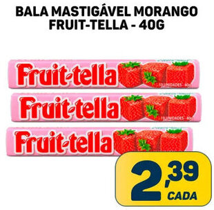 BALA MASTIGÁVEL MORANGO FRUIT-TELLA-40G