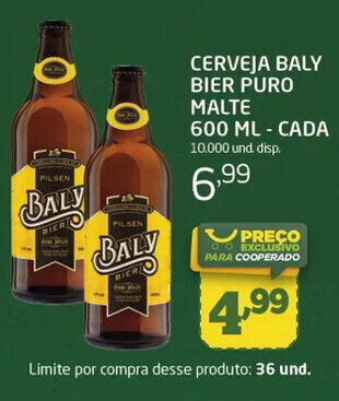 Cooper CERVEJA BALY BIER PURO MALTE 600 ML - CADA oferta