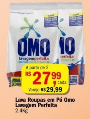 Ultrabox Lava Roupas em Pó Omo Lavagem Perfeita 2,4Kg oferta