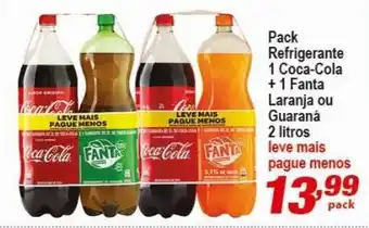 Ricoy Supermercados Pack Refrigerante 1 Coca-Cola + 1 Fanta Laranja ou Guaraná 2 litros oferta