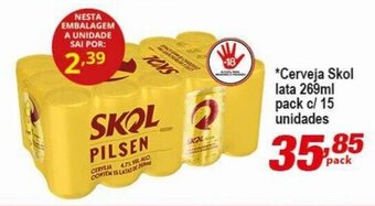 Ricoy Supermercados *Cerveja Skol lata 269ml pack c/ 15 unidades oferta
