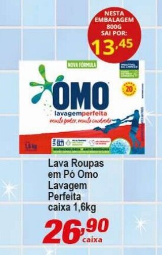 Lava Roupas em Pó Omo Lavagem Perfeita caixa 1,6kg