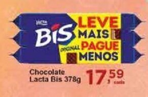 Rossi Supermercado Chocolate Lacta Bis 378g oferta