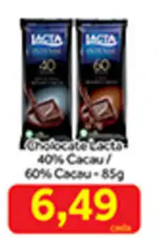 Shibata Supermercados Chocolate Lacta 40% Cacau/ 60% Cacau 85g oferta