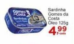 Rossi Supermercado Sardinha Gomes da Costa Óleo 125g oferta