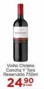 Rossi Supermercado Vinho Chileno Concha y Toro Reservado 750ml oferta