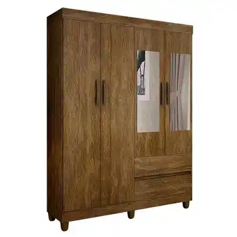 Pão de Açúcar Guarda-roupa solteiro com espelho porto 4 pt 2 gv ipê oferta