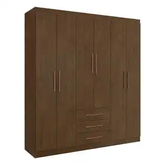 Guarda-roupa 6 portas 3 gavetas vegas multimóveis cr4148 amarula
