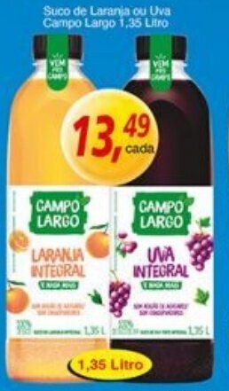 Supermercados Guanabara Suco de Laranja ou Uva Campo Largo 1,35 Litro oferta