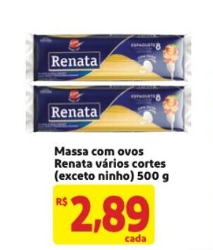 Mercado Extra Massa com ovos Renata varios cortes (exceto ninho) 500g oferta