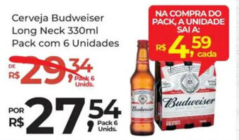 Super Luna Cerveja Budweiser Long Neck 330ml Pack com 6 Unidades oferta