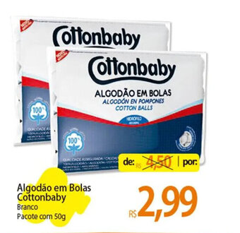 Algodão em Bolas Cottonbaby Branco Pacote com 50g