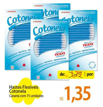 Hastes Flexíveis Cotonela Caixeta com 75 unidades