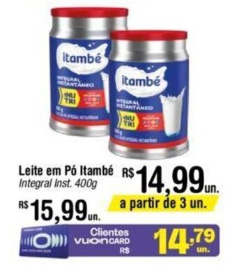 Fort Atacadista Leite em Pó Itambé R$ Integral Inst. 400g oferta