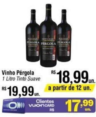 Fort Atacadista Vinho Pérgola 1 Litro Tinto Suave oferta