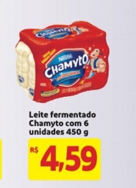 Mercado Extra Leite Fermentado Chamyto com 6 unidades 450g oferta