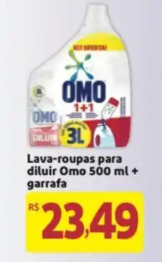 Mercado Extra Lava roupas para diluir Omo 500ml + garrafa oferta