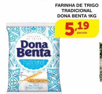Roldão Farinha de trigo tradicional dona benta 1kg oferta