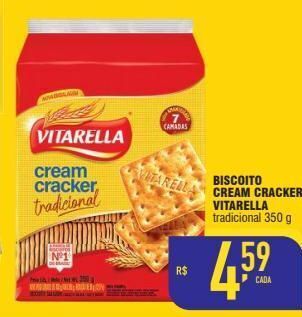 Mercantil Rodrigues Biscoito cream cracker vitarella 350g oferta