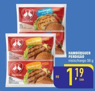 Mercantil Rodrigues Hambúrguer perdigão 56g oferta