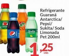 Refrigerante guaraná antarctica/ pepsi/ sukita/ soda limonada pet 200ml